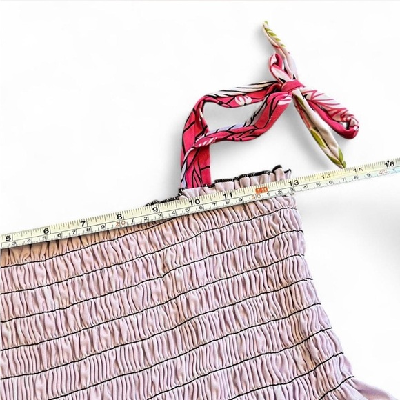 Boho Floral Maxi sundress with a smocked bodice and tie straps size medium large - Picture 6 of 6